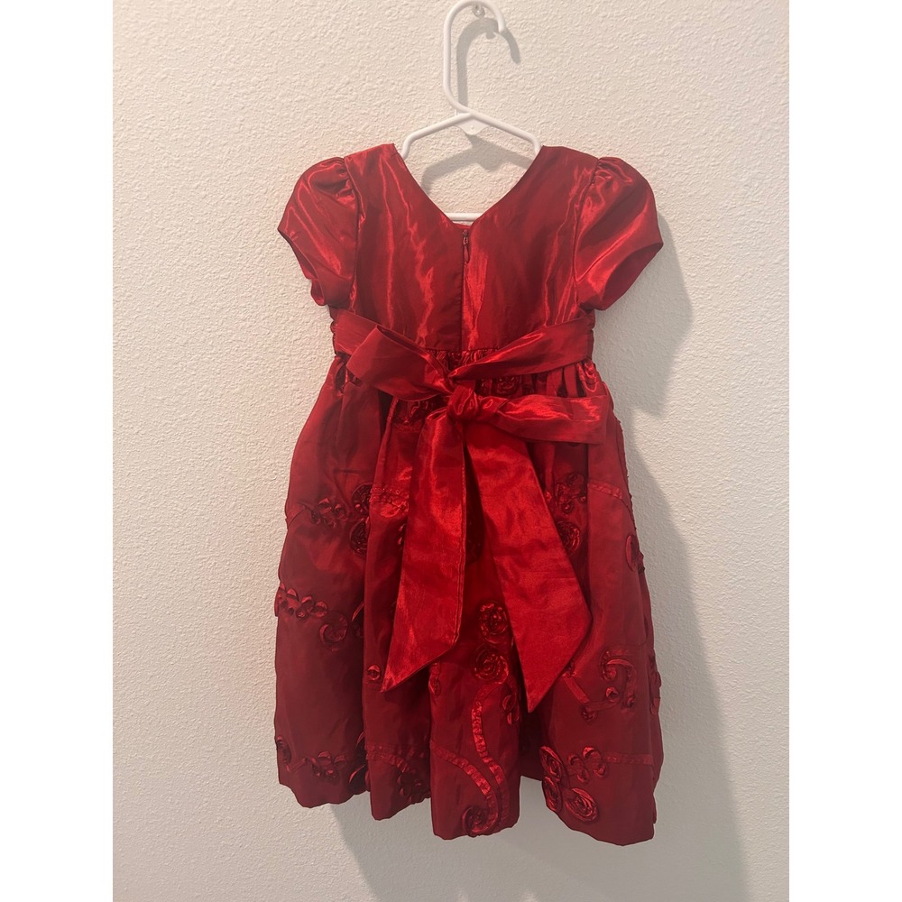 Cinderella Red Satin Floral Embroidered Holiday Party‎ Dress Toddler Girls 2T - Picture 5 of 5